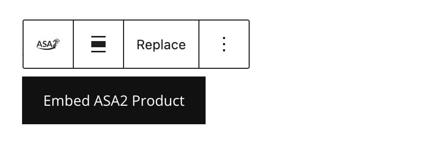 The embed button of the ASA2 Gutenberg block