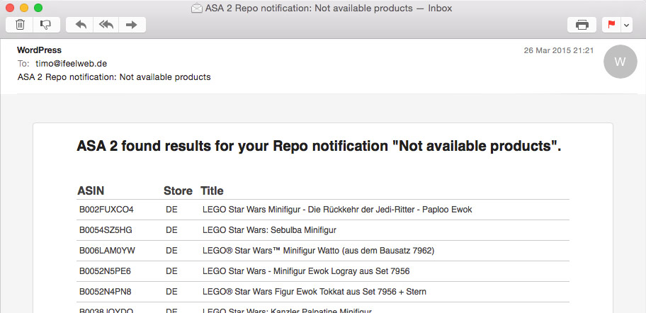 ASA 2 Notifications - Email
