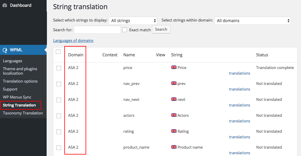 WPML String Translation