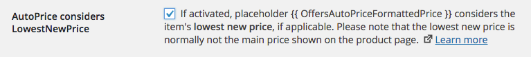 AutoPrice considers LowestNewPrice