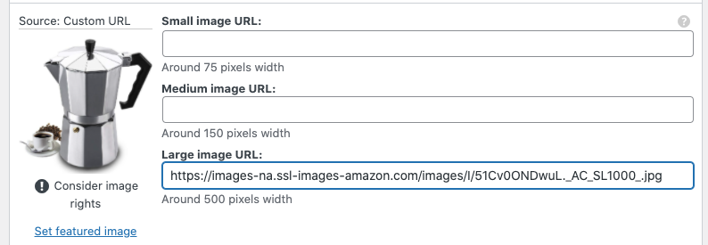 Add Amazon product without API copy large image URL
