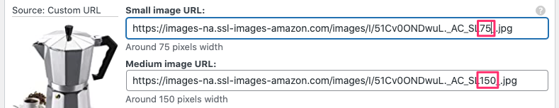 Add Amazon product without API copy smaller image URL