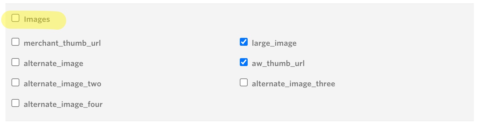 Awin datafeed images options