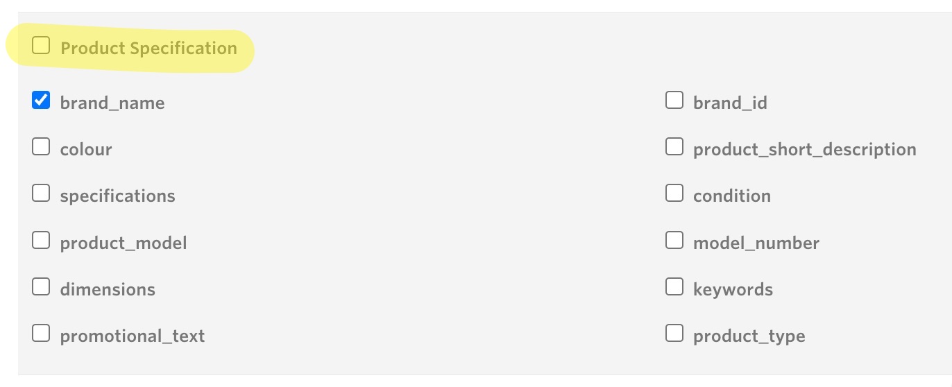 Awin datafeed options product specification