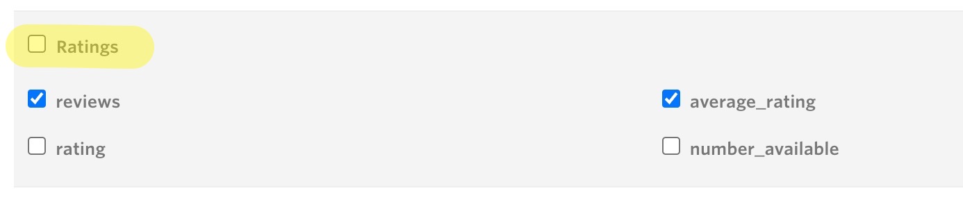 Awin datafeed ratings options
