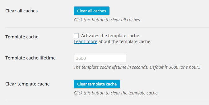 Clear cache buttons