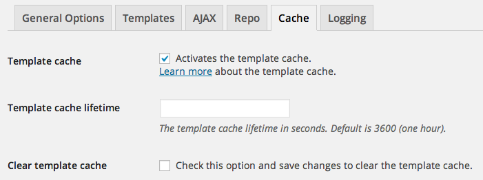 Template cache options