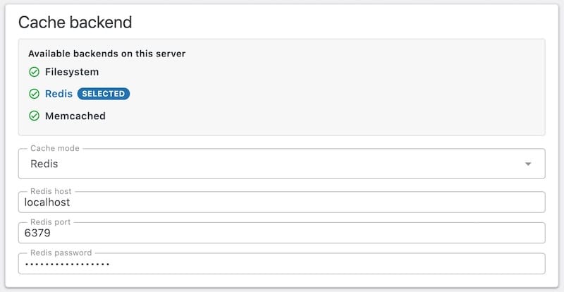 Image Proxy Settings — Cache backend (Redis)