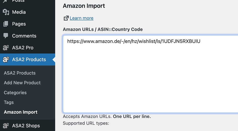 Import an Amazon wishlist