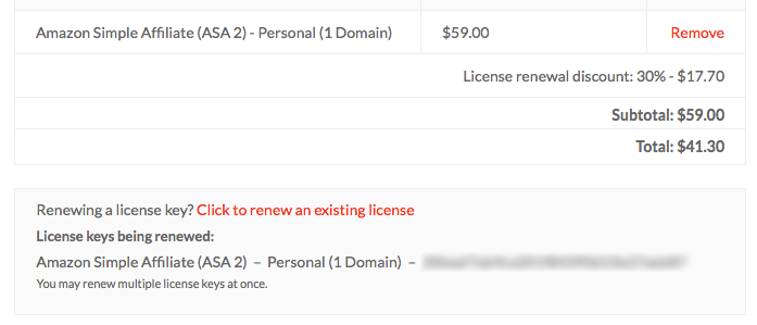 License extend checkout