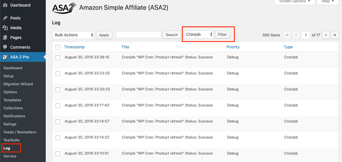 ASA2 Cronjob logging