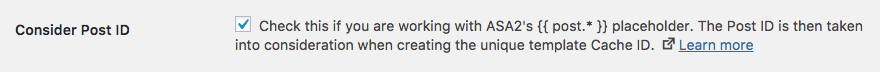 Template cache option to consider Post ID