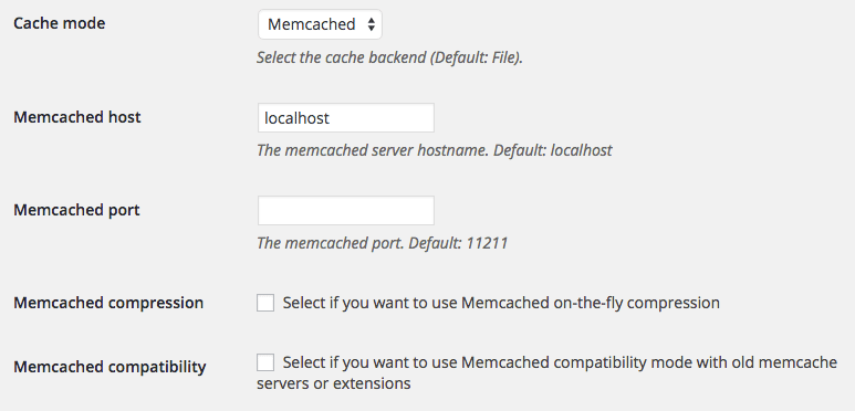 Cache mode Memcached