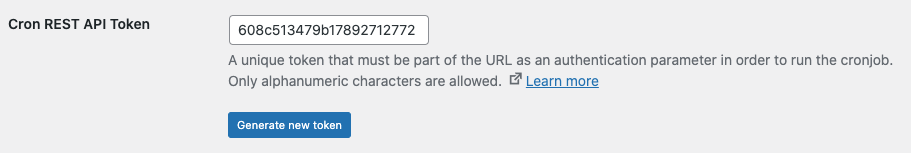 Option Cron REST API token