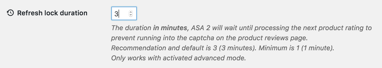 ASA 2 advanced ratings refresh lock duration
