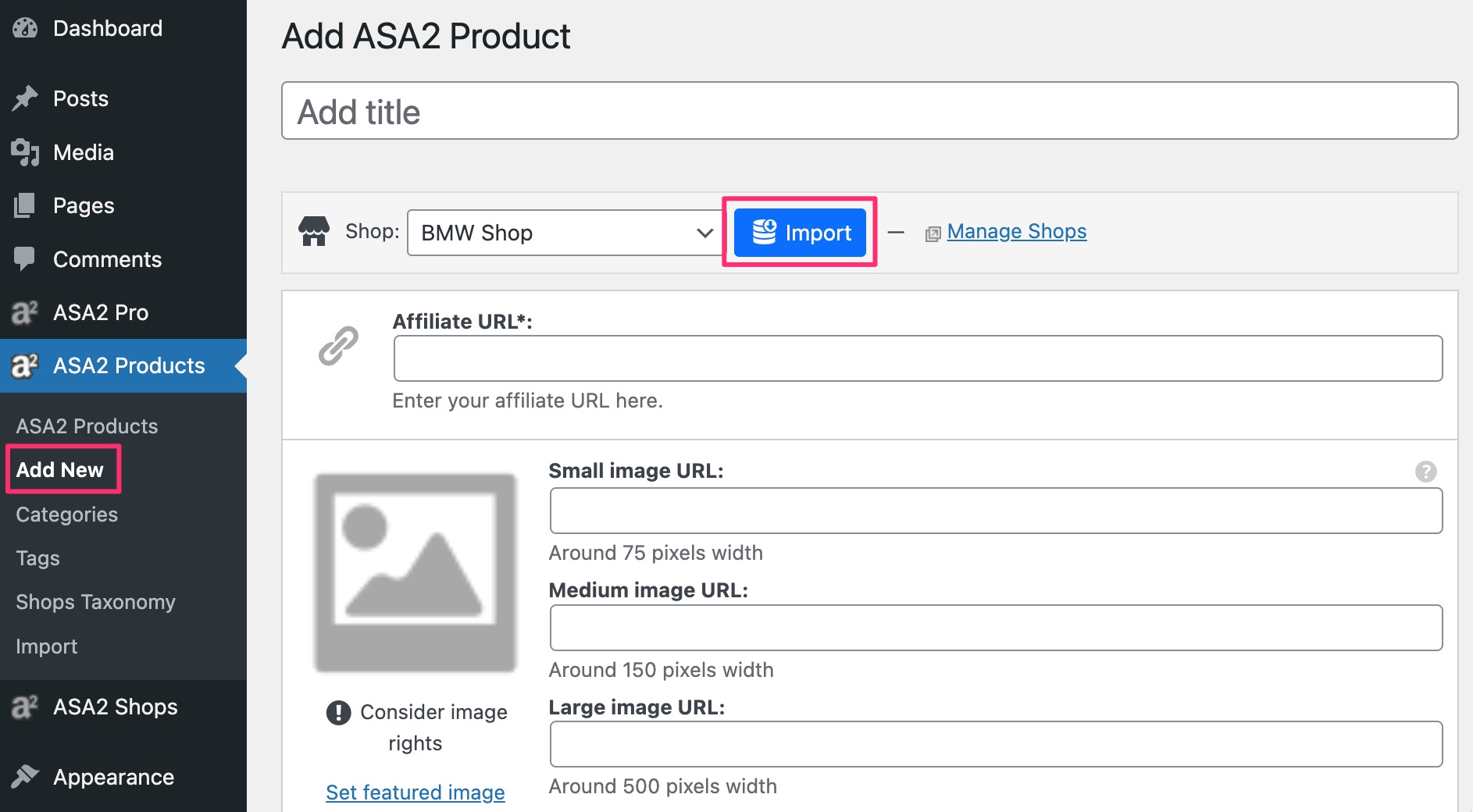 ASA2 Import Product from Shop data