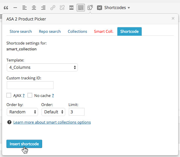 productpicker smart collection settings