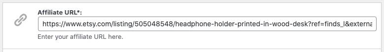 Add shop product affiliate URL