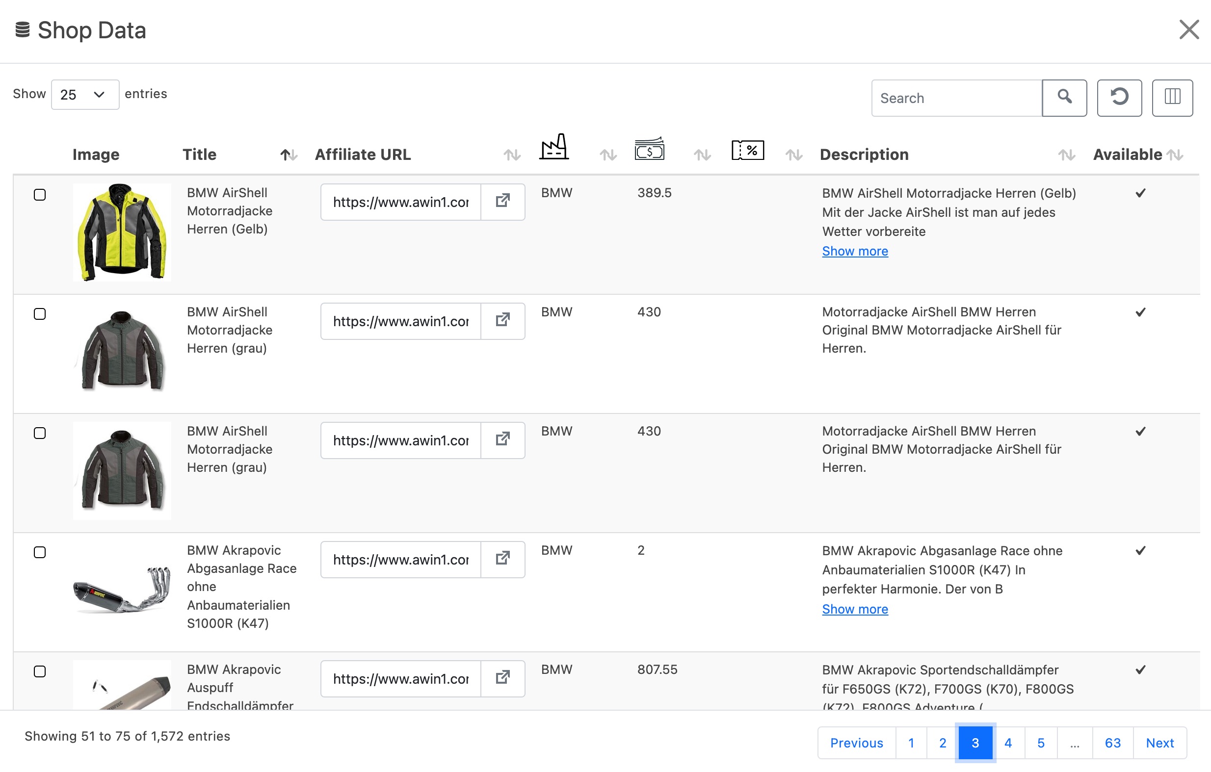 ASA2 Shop Data Browse Dialog