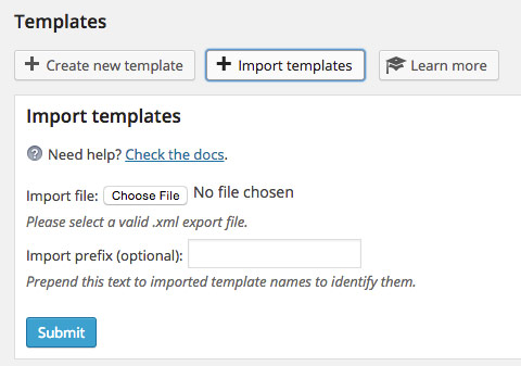 Import templates