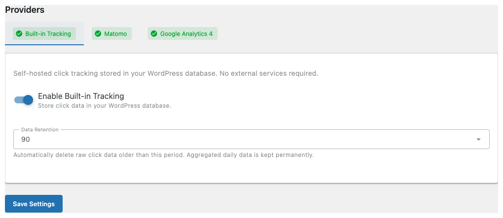 Providers — Built-in Tracking