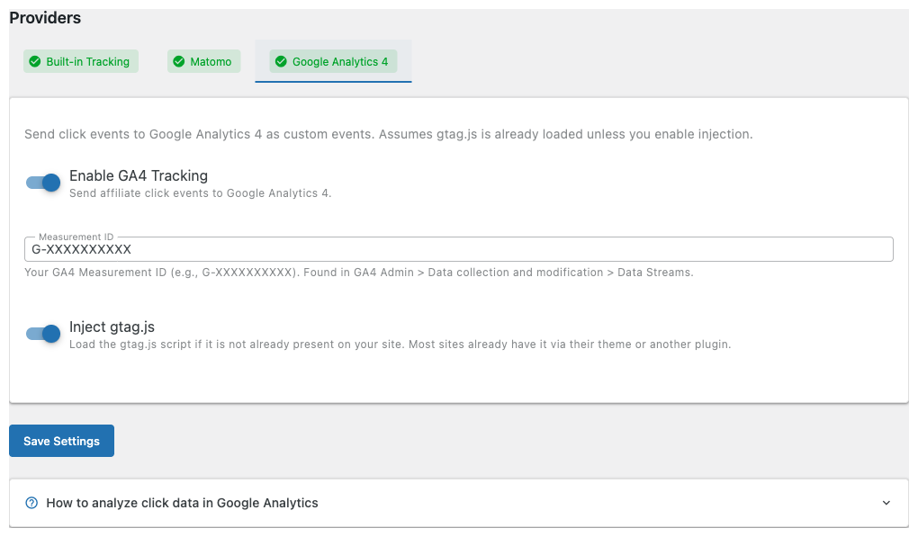 Providers — Google Analytics 4