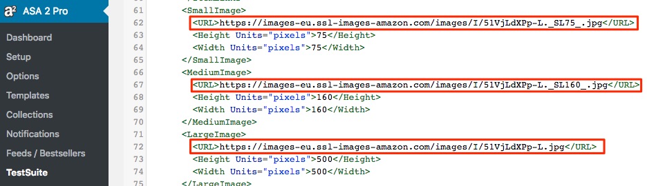 XML response image URLs